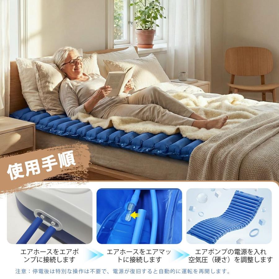 PCラボ プレミアムギフトの多機能用マットレス 床ずれ防止 エアーマット 介護用品 高齢者 空気圧調整 負担軽減 防水 防臭 抗菌 1年保証｜アングル3
