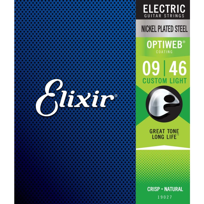 ELIXIR Electric Nickel Plated Steel with OPTIWEB Coating #19027 (Custom Light/09-46) ()