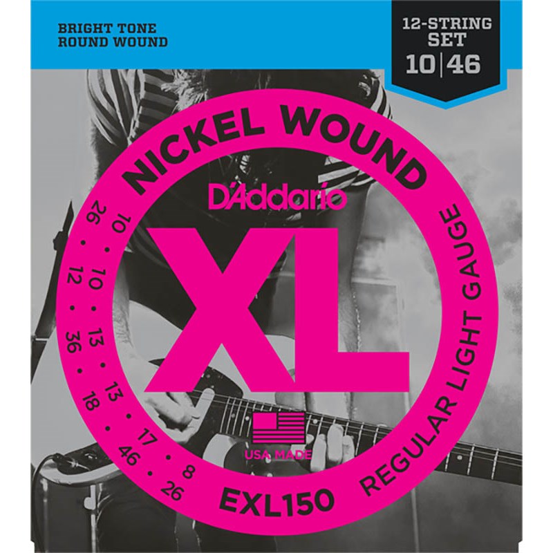 D’Addario XL Nickel Electric Guitar Strings EXL150 (Super Light， 12-String/10-46) (新品)