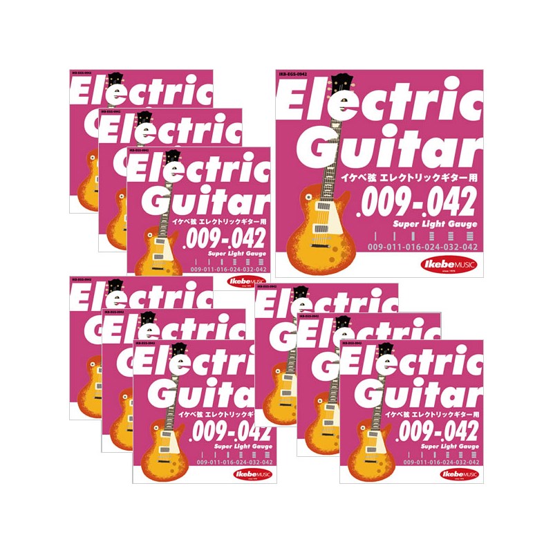  Ikebe Original Electric Guitar Strings ٸ 쥭 009-042 [Super Light Gauge/IKB-EGS-0942] 10å ()