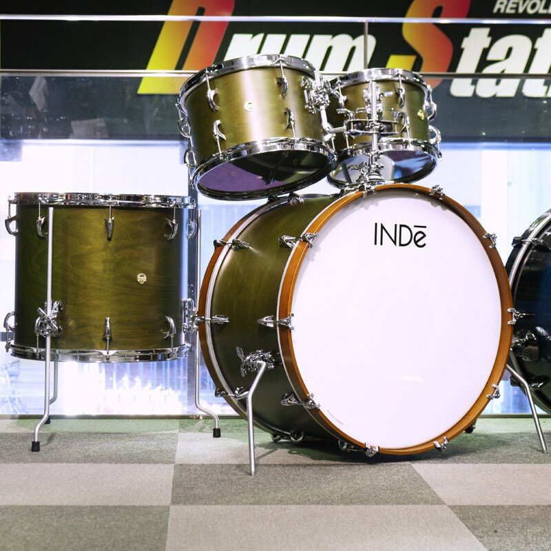 INDe Flex-Tuned Maple 4pc Drum Kit [22BD，16FT，12&10TT] -Matte Olive Lacquer (新品)