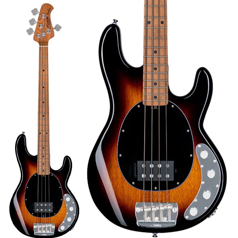 ■商品紹介【チョイキズ特価】StingRay Bassのサウンドとフィーリングを受け継ぐコストパフォーマンス・モデルRAYシリーズからローステッドメイプルネックを採用した新モデル「RAY34」が入荷！スターリン・バイ・ミュージックマンは、より多くのプレイヤーにミュージックマンのサウンド、フィーリングを感じてもらえるように誕生したハイコストパフォーマンスを実現したシリーズです。こちらのRAY34は剛性が高く狂いの少ないローステッドメイプルネック、3バンド・アクティブ・イコライザー、シングルハムバッカーピックアップを組み合わせることで、クラシックな外観ながら現代の音楽シーンに対応できるポテンシャルを秘めています。バキっとした輪郭を持つ太い独特の低音と、音の芯の感じられるストレートなサウンドはスティングレイ・モデルさながらの仕上り！ピックでも指弾きでもスラップでも、パキンとダイナミックな低音がお楽しみいただけます。 ミュージックマンと同様の6ボルト・ネックジョイントや、ミュージックマン・デザインによるブリッジ部等、細かなコダワリが生み出す充実のサウンドを是非一度ご自身でお確かめ下さい！※写真はサンプルです。材質の特性上、木目/色合いは一本ごとに異なります。予めご了承下さい。※画像に写らない程度の細かな擦り傷等ございますが、演奏上問題無くお使いいただけます。■仕様詳細■Body: Mahogany■Neck: Roasted Maple■Scale: 34■Fretboard Radius: 9.5■Frets:21■Nut Width: 43mm■Fingerboard: Maple■Pickups: 1 Ceramic Humbucker■Controls: Vol. - Treble - Middle - Bass■Strings: Ernie Ball 2834 Super Slinkyソフトケース付属検索キーワード：イケベカテゴリ_ベース_エレキベース_MMタイプ_Sterling by MUSICMAN_アウトレット SW_Sterling by MUSICMAN_アウトレット JAN:0810002951268 登録日:2024/03/14 エレキベース スターリン ミュージックマン