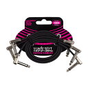 ERNIE BALL FLAT RIBBON PATCH CABLE 12IN #6222 - BLACK - 3 PACK (新品)
