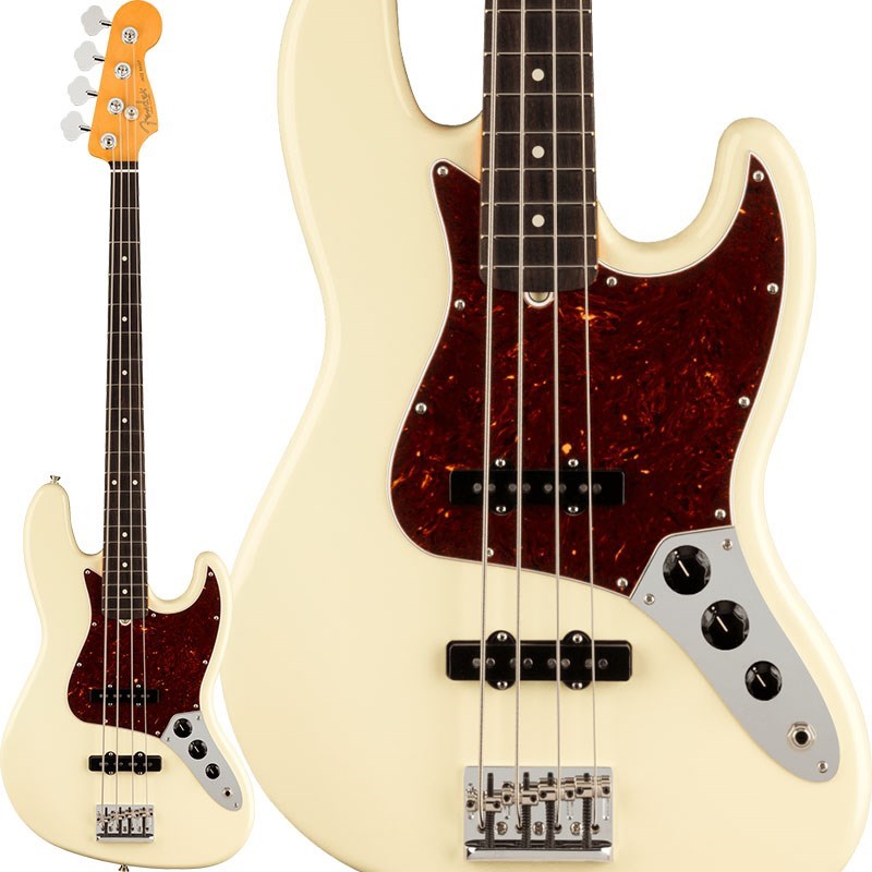 ■商品紹介American Professional II Jazz Bass?は、60年以上に渡る革新、インスピレーション、進化を経て、現代のプレイヤーの要求に応えます。人気のSlim Cシェイプネックは、丁寧にエッジがロールオフされ、至高の演奏体験を約束するSuper-Naturalサテン仕上げが施されています。また新たに設計されたネックヒールを採用し、快適なフィーリングとハイポジションへの容易なアクセスを実現しました。新しいV-Mod II Jazz Bass Single-Coilピックアップは、これまで以上に繊細なトーンを奏で、Jazz Bassならではのパンチとクラリティを提供します。American Professional II Jazz Bass?の手に馴染む感覚とサウンドの多様性は、手に取り、耳にした瞬間、すぐにお分かりいただけることでしょう。プロの楽器の新たなスタンダードとなるような幅広い改良が、American Professional IIシリーズには詰め込まれています。※画像はサンプルです。製品の特性上、杢目・色合いは1本1本異なります。■仕様詳細Body Material : Alder， Roasted Pine (Roasted Pine)Body Finish : Gloss UrethaneNeck : Maple， Slim CNeck Finish : Super-Natural Satin Urethane Finish on Back of Neck with Gloss Urethane Headstock FaceFingerboard : Rosewood， Maple - 9.5 (241 mm) RadiusFrets: 20， Narrow TallPosition Inlays : White Dot (Rosewood)， Black Dot (Maple)Nut (Material/ Width ) : Bone， 1.5 (38.1 mm)Tuning Machines : Fender? Lightweight Vintage-Style Keys with Tapered ShaftsScale Length : 34 (864 mm)Bridge : 4-Saddle HiMass? Vintage (String-Through-Body or Top-load)Pickguard : 4-Ply Tortoiseshell (Olympic White， 3-Color Sunburst)， 3-Ply Black (Dark Night， Roasted Pine， Mercury)， 3-Ply Mint Green (Miami Blue， Mystic Surf Green， Black)Pickups : V-Mod II Single-Coil -Jazz Bass? (Bridge， Middle)Controls : Volume 1. (Middle Pickup)， Volume 2. (Bridge Pickup)， Master ToneControl Knob : Black Plastic -Jazz BassHardware Finish : Nickel/ChromeStrings : Fender? USA 7250M Nickel Plated Steel (.045-.105 Gauges) ハードケース付属検索キーワード：イケベカテゴリ_ベース_エレキベース_JBタイプ_Fender USA_American Professional II_新品 SW_Fender USA_新品 JAN:0885978579976 登録日:2021/05/22 エレキベース フェンダー ふぇんだー フェンダーUSA FenderUSA アメプロ アメリカンプロフェッショナル アメプロ2 アメリカンプロフェッショナル2