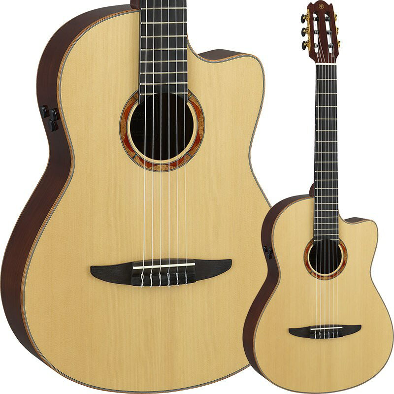 ■商品紹介New NX Series Electric Nylon Strings GuitarNXシリーズは、ナイロン弦ギターの特長となる柔らかく暖かみのある音色を、ありのままにラインアウトできることを目ざし誕生しました。現代的なボディスタイルと独自のピックアップシステムを備え、スチール弦アコースティックギタープレイヤーやエレキギタープレイヤーにも演奏しやすい設計になっています。優しくナチュラルなサウンドを、よりカジュアルに。Style洗練されたシングルカッタウェイを施した「NCX」「NTX」2種類のボディ形状に加え、材の違い、多彩なカラーバリエーションを揃えた豊富なモデルラインアップ。プレイスタイルや好みにあわせたモデル選択を可能にし、ラテンミュージックや、ジャズ、ポップス、他、幅広いジャンルの音楽で本格的な演奏が楽しめます。Bracing最新の音響解析シミュレーション技術を活かし試作と改良を重ね、新たなブレイシングデザインを採用。クラシックギター製作で培った経験や知識を活かした「NCX」，「NTX」それぞれの胴型に最適なブレイシングにより、ギター本体の耐久性を損なうことなく生鳴りを向上させました。Pickup上位機種には新開発ピックアップシステム「Atmosfeel（アトモスフィール）」搭載　上位機種の#3グレード、#5グレードには、ナイロン弦専用にチューニングされた新開発の3ウェイハイブリッドピックアップシステム Atmosfeel（アトモスフィール）を搭載しています。Atmosfeelは、3 種類のピックアップで構成されています。薄くて耐久性のある圧電性合成紙を使ったコンタクトセンサーは、ギターの表板の振動から得られる高音域を集音する特性を活かし、従来のピックアップでは拾うことができなかったギターの高音成分を自然なニュアンスで再現します。表板裏面のコンタクトセンサーピックアップは表板の鳴りを、アンダーサドルピックアップは弦の振動を、ボディ内部に装着されたコンデンサーマイクはギター胴内の空気感をそれぞれ集音し、3 つの音を組み合わせることで、幅広いダイナミクスとプレイヤーの繊細な指の感触に応え、自然なナイロン弦サウンドを余すことなく表現します。本体側面に搭載された3つのつまみでマイク（音量）とトーン（音質）をコントロールするだけのシンプルな操作で、ソロプレイ、バンドアンサンブル、弾き語り等、多彩なプレイスタイルに適したサウンドメイキングが可能です。※製品の特性上、杢目・色合いは1本1本異なります。胴型：クラシックタイプカッタウェイ（NCX）表板：シトカスプルース単板裏側板：ウォルナット単板弦長：650mネック：マホガニー指板/下駒：エボニー/エボニー＋ウォルナット上駒/下駒枕 ：ユリア樹脂指板幅(上駒部/胴接合部)：52mm/62mm(NCX)ネック接合：12 フレット（NCX）胴厚：94〜100mm(NCX)弦：ヤマハグランドコンサート弦 S10塗装：グロス仕上げピックアップ&コントロール：AtmosfeelEQ(Treble)/Master Volume/Mic Blend付属品：サウンドホールカバー単 3 アルカリ乾電池セミハードケース付属検索キーワード：イケベカテゴリ_アコースティック・エレアコギター_エレガット_YAMAHA_NX SERIES_新品 SW_YAMAHA_新品 JAN:4957812657563 登録日:2020/10/14 エレアコ ヤマハ やまは