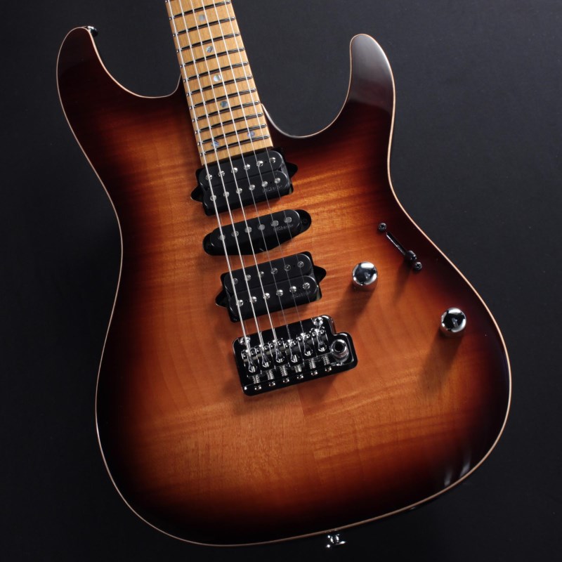 ■商品紹介AZ Prestige HSH pickup configuration New ModelHSHピックアップ・レイアウトのAZPrestige・新モデルが登場！■AZ Oval C/ S-TECH WOOD Roasted Maple 1pc neck & fretboard窒素加熱処理技術であるエステック処理されたメイプル材を使用。エステック処理された木材は形状安定性、反りに対する耐久性、耐水性、温度変化に強いといった特徴を持っており、日本国内で特許技術を取得しています。また、フィニッシュには弾き込まれたギターのネックの様な質感のオイル・フィニッシュ仕上げを採用しています。自社・他社問わず数十種類のギターのネック・グリップを計測、分析して完成したオリジナル・ネック形状です。指板とネックの接着面から指板エッジにかけてなだらかに落とし込むようにシェイピングし、指板エッジを丸めたコンフォート・グリップです。ボールミル加工によって正確に且つ確実にその形状を再現しています。ネック幅はナットで42mm、最終フレットで57mmに設定し、ロー・フレット部では握り込みやすさ、ハイ・フレット部にかけては親指をネック裏に置くクラシカル・スタイルでの演奏性を特に配慮した形状となっています。■Luminlay side dot inlay照明などでめまぐるしく変化する演奏環境に対応してくれる、高い視認性を誇る3.0mm径の蓄光材ドット・ポジションを採用しています。暗いステージの上でも自分の弾きたい音を見失うことはないでしょう。■An ergonomic body back contourコンテンポラリーなデザインを目指したオリジナル・ボディ形状です。薄く仕上げたボディ・コンターと大きめのエルボー・コンターは、プレイヤーとギターとの一体感を生み、演奏性向上にも大きく貢献します。またボディのくびれを深くすることで抱えた時やステージ上での取り回しが良く、高い演奏性を実現しています。ボディ表面と裏面とで角のRを変えており、座位/立位に関わらずギターを抱えた瞬間にフィット感が感じられるエルゴノミックな設計です。■Super All Access Neck Jointボディ裏面から8mmの高低差で段彫りし、さらにネックとの接合部を球面に仕上げることで高い演奏性を実現したSuper All Accessネック・ジョイントです。低音弦側のカッタウェイを浅めに設計しており、ボディとネックとの設地面積を最大化することで、高い演奏性を保持しながらもサスティーンとレゾナンスの良さをも両立しています。■The spring muting rubberシンクロナイズド・トレモロ・ギターに起こりがちなスプリングの共振/共鳴を抑えるために装着したゴム製のスプリング・ミュートです。■DiMarzio Pickupsネック・ポジションにはクリアかつウォームなサウンドが特徴のAir Norton、ミドル・ポジションにはブライトかつノイズ・レスなサウンドが特徴のTrue Velvet、ブリッジ・ポジションには高音域から低音域までバランスよく出力しパワフルなサウンドが特徴のThe Tone Zoneを搭載しています。■Gotoh T1502S tremolo bridge多くのプレイヤーやブランドから、トレモロ・ブリッジの決定版として定評のあるGOTOH 510ブリッジを、IbanezとGOTOHとのコラボレーションで新生させたブリッジです。立ち上がりが良さと、タイトなサウンドを実現するスチール製サドルとスチール製イナーシャ・ブロックを採用し、コード・ワークでの音の分離感の良さも特徴としています。弦間ピッチは10.5mmのナロー・スペーシング設計で、スキッピングやハイブリッド・ピッキングを多用するプレイヤーが要求する、弦間をまたいだピッキングのしやすさを追求しました。また、Ibanez Edgeトレモロのアームや、ウルトラ・ライト・トレモロ・アームも流用出来るアーム・ソケットを採用。従来のアームの様に回し入れることなくスナップ・インでアームを装着できます。プレイヤーの好みに応じて、アーム角度の固定開放を可能にしたアーム・トルクアジャスト機構も搭載しています。加えて、スタッドに埋め込まれたイモネジでがっちりと固定することで、チューニングのスタビリティやレゾナンスに大きく貢献するスタッド・ロック機構をも標準装備しています。スムーズなアーミングやアームアップが可能な2点支持フローティングを採用しています。油含浸した牛骨ナットを採用しました。チューニングの安定性に大きく貢献するナットの滑りの良さと、ビンテージギターの様なレゾナンスを実現しています。■Gotoh MGT locking machine heads弦交換の利便性を追求し、チューニング・スタビリティに定評のあるGotoh製MG-Tロッキング・マシンヘッドを搭載。指でダイヤルを回すことにより、ポスト穴に通した弦を簡単にロックできる構造です。※画像はサンプルとなります。製品の特性上、杢目・色合いは1本1本異なります。■仕様詳細SpecsNeck type: AZ Oval C S-TECH WOOD Roasted Maple neckBody: Flamed Maple (4mm) / Basswood bodyFretboard: S-TECH WOOD(R) Roasted Maple fretboard w/Abalone dot inlay & Luminlay side dot inlayFret: Jumbo Stainless Steel frets w/Prestige fret edge treatmentNut: BoneMachine head: Gotoh MG-T locking machine headsBridge: Gotoh T1502S tremolo bridgeNeck pickup: DiMarzio Air Norton(H) neck pickupMiddle pickup: DiMarzio True Velvet(S) middle pickupBridge pickup: DiMarzio The Tone Zone(H) bridge pickupControls， Pickup selector: 1 Volume， 1 Tone， 5-way lever switchHardware color: ChromeString gauge: .010/.013/.017/.026/.036/.046Neck DimensionsScale: 648mm/25.5Width at Nut: 42mmWidth at Last Fret: 57mmThickness at 1st: 20.5mmThickness at 12th: 22.5mmRadius: 305mmRハードケース付属◆Color:・BSR (Brownish Sphalerite)検索キーワード：イケベカテゴリ_エレキギター_STタイプ_Ibanez_新品 SW_Ibanez_新品 JAN:4549763335050 登録日:2023/06/15 エレキギター アイバニーズ イバニーズ