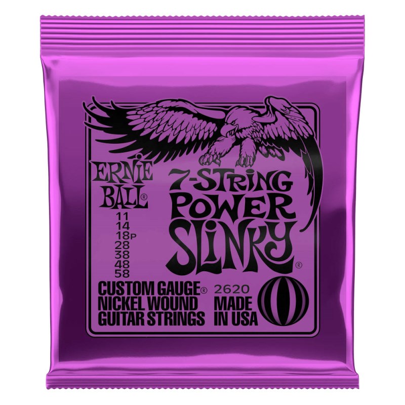 ERNIE BALL Power Slinky 7-String Nickel Wound Electric Guitar Strings #2620 (新品)