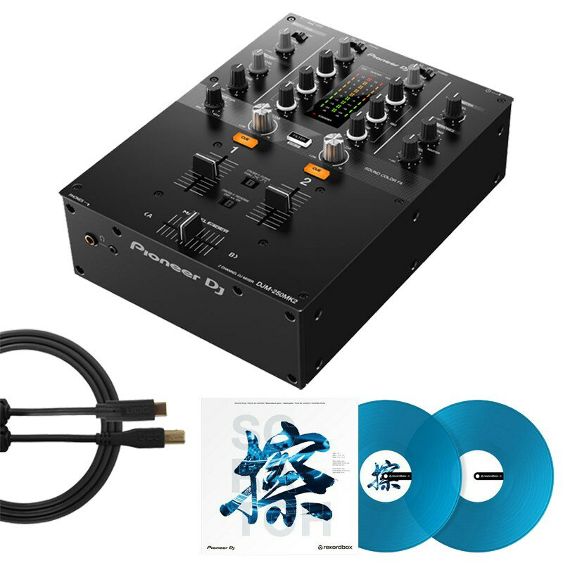 あす楽 Pioneer DJ DJM-250MK2 + コントロールヴァイナルRB-VD2-CB + UDG製 USBタイプC-BケーブルSET 【rekordbox対応 2ch DJミキサー】 (新品)