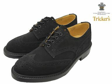 トリッカーズ バートン カントリーブーツ ウィングチップ ブラックレペロスエード メンズ ブーツ Tricker's M5633 Bourton Country Shoe Black Repello Suede