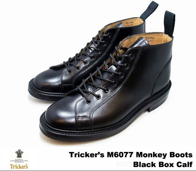 トリッカーズ モンキーブーツ ブラックボックスカーフ メンズ ブーツ ダイナイトソール Tricker 039 s M6077 Monkey Boots Black Box Calf