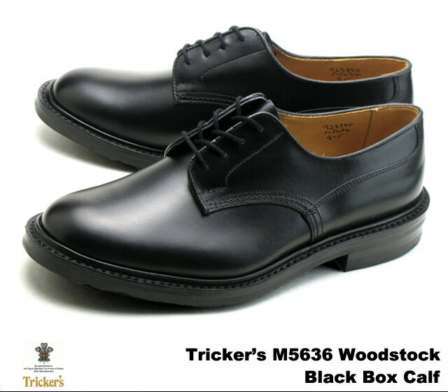 トリッカーズ プレーントゥ ウッドストック ブラックボックスカーフ メンズ ブーツ Tricker 039 s M5636 Woodstock Plain Derby Shoe Black Box Calf