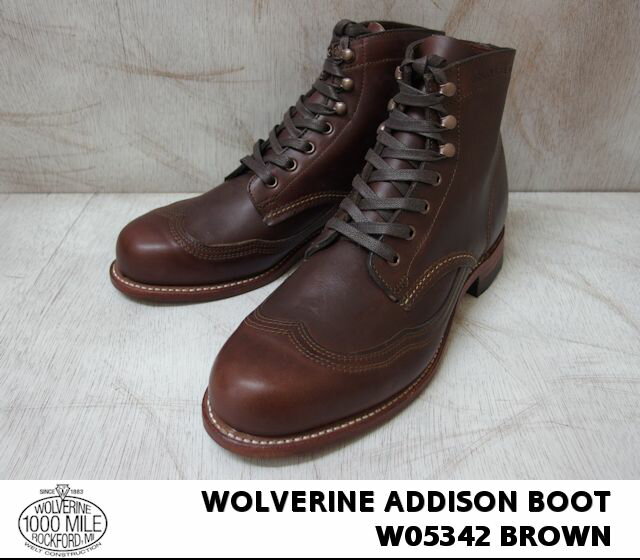 ウルヴァリン 1000マイルブーツ ブラウン ホーウィンクロムエクセル WOLVERINE W05342 ADDISON 1000 MILE WINGTIP BOOT 1000マイル ウィングチップ メンズ ブーツ