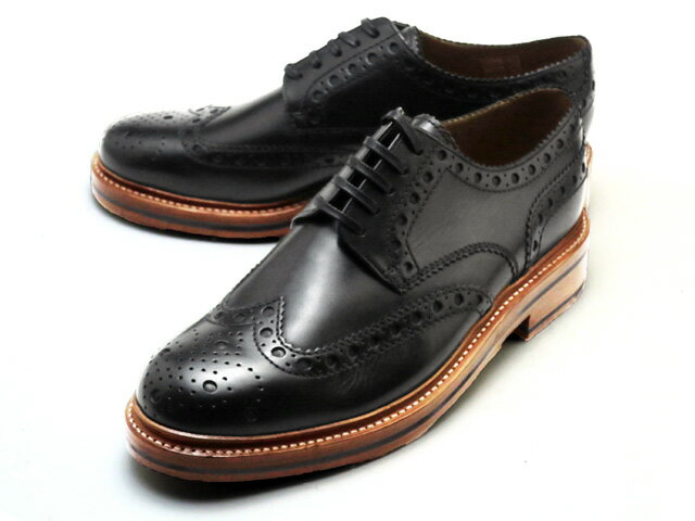 グレンソン 靴 アーチー ウィングチップ ブラック カーフレザー メンズ シューズ GRENSON ARCHIE 110004 BLACK CALF LEATHER