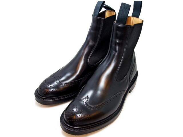 ȥå ɥ 󥰥å ֥åܥå ǥ ֡ ɥ֡ Tricker's L2754 Henry Elastic Brogue Boot Black Box Calf