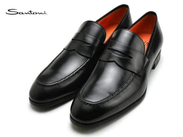 サントーニ ビジネスシューズ メンズ サントーニ コインローファー メンズ ドレスシューズ SANTONI 14944SMOIUSFN01　ブラック