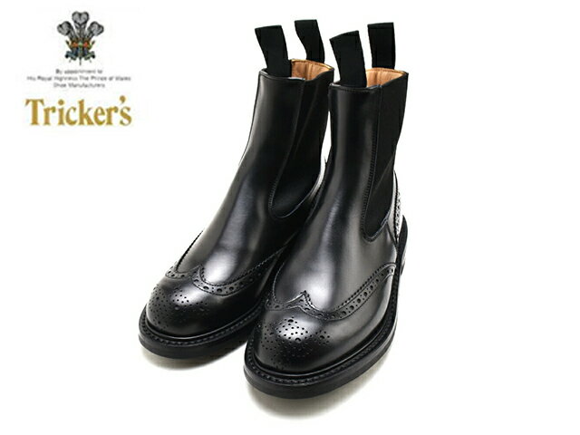 トリッカーズ ブーツ レディース トリッカーズ レディース ウィングチップ サイドゴアブーツ ブーツ TRICKER'S BLACK SIDEGORE BOOT ダイナイトソール L2754 ブラック