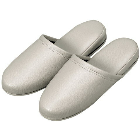 【エントリーでP5倍!20日20:00-27日1:59】 1318-36053 抗菌レザー調スリッパ 10足 ホワイトグレー