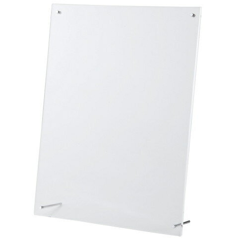 スペック* 規格:B4判* 外寸:縦413×横306mm* 収容寸法:縦379×横272mm* パネル厚:表3mm、裏3mm* 重量:900g* 材質:アクリル* ボールチェーン吊り下げひも、卓上スタンド(長ビス)2本、(短ビス)4本付