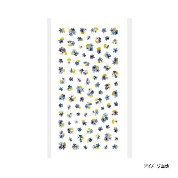 ご注文前にご確認ください※ 商品パッケージや仕様につきまして、予告なく変更されることがございます。商品説明★ 小さなドライフラワーと金箔が一緒になったデザイン。人気の押し花ネイルが簡単にできます。★ 商品の特徴・本製品はジェル専用です。マニキュアは使用できません。・やわらかい素材ですので、剥がし始め等お取り扱いにご注意ください。スペック* シートサイズ：78×104mm* 材質：PE