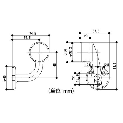 1150725 32 横受エンドブラケット右 EL-708 マツ六 [手すり部材]