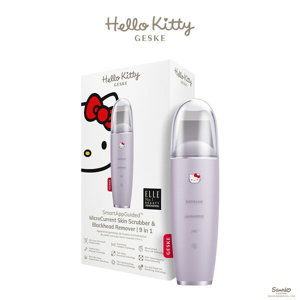 総合通販PREMOA 楽天市場店のHK000045PU01 GESKE パープル ハローキティ マイクロカレント スキンスクライバー [多機能ウォーターピーリング美顔器]｜アングル3