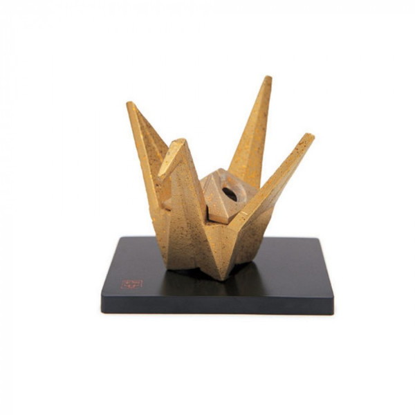 incense Burners - 香炉 折鶴 敷台付(鉄製) 高岡銅器 79718 日本香堂