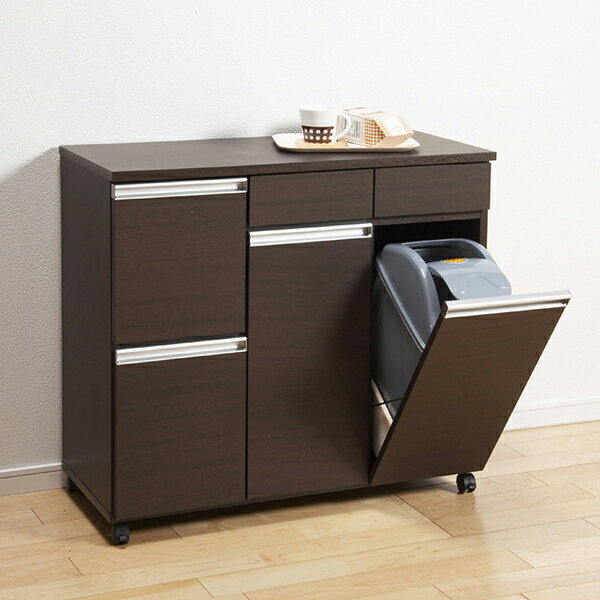 ダストボックス ごみ箱 ゴミ箱 分別 スリム カウンター キッチン 収納 ブラウン 完成品 4D クロシオ 新生活