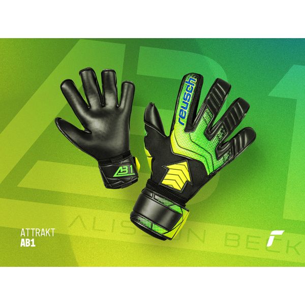 総合通販PREMOA 楽天市場店のロイシュ アトラクト AB1 ゴールドX ブラック/セイフティ イエロー/ブラック 7.5号 5560964 7052 REUSCH [キーパー手袋]｜アングル3