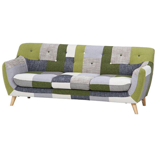 Bench Seat - 34094 パッチワークソファ ラビスタ 3p GR 不二貿易 メーカー直送