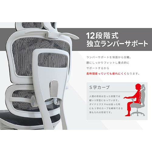 DP-1H-W-GY Netforce グレー ダイナミクスPro [オフィスチェア (肘付き・ヘッドレスト付・ハンガー付)] メーカー直送 [3]