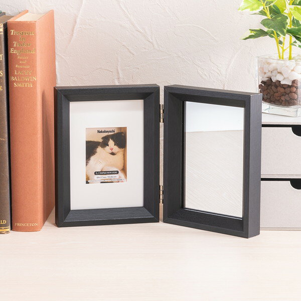 【エントリーでP5倍!20日20:00-27日1:59】 F-TW-116-D Nakabayashi ブラック 鏡&フォトフレーム [2面 L]