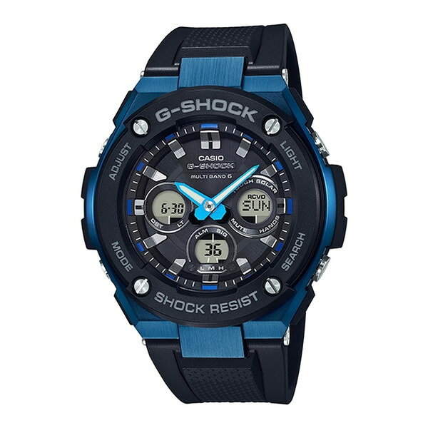 腕時計 時計 CASIO カシオ G-SHOCK メンズ GST-W300G-1A2JF Gショック GSHOCK ジーショック G-STEEL ソーラー充電 ウォッチ ブラック ブルー 黒 青 誕生日 新生活 クリスマス 父の日 ギフト プレゼント GSTW300G1A2JF