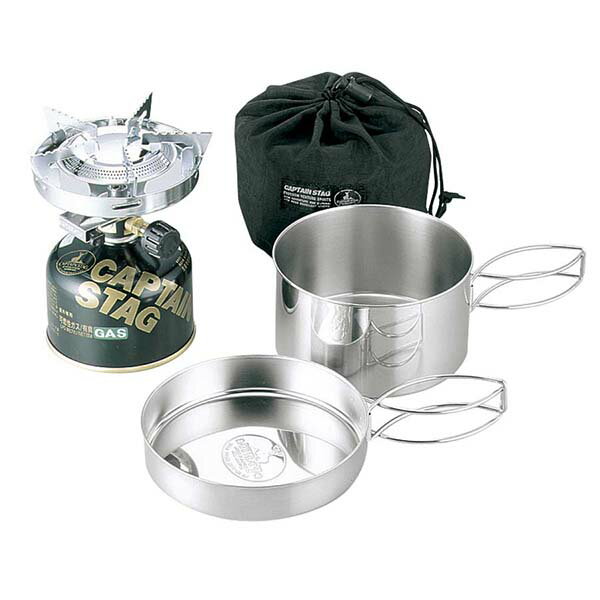 CAPTAIN STAG M-7903 小型ガスバーナーコンロ・クッカーセット 圧電点火装置付 ケース付のサムネイル