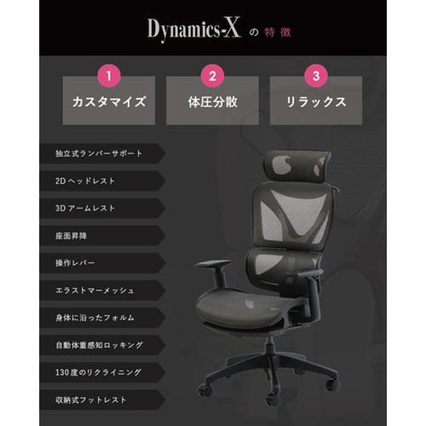 DX-1-BK-W-WRD Netforce ワインレッド ダイナミクスエックスチェア マットブラックフレーム ヘッドレストなし メーカー直送 [3]