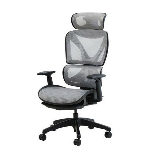 DX-1H-BK-W-WH Netforce ホワイト ダイナミクスエックスチェア マットブラックフレーム ヘッドレスト付..