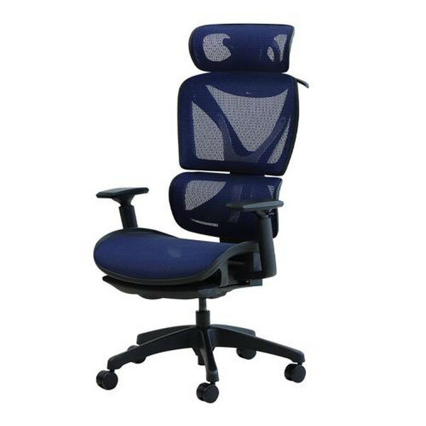 DX-1HR-BK-W-BL Netforce インディゴブルー ダイナミクスエックスチェア マットブラックフレーム ヘッドレスト・ハンガー付き メーカー直送