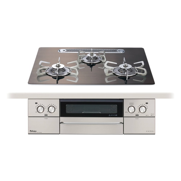 PD-893WT-U60GW2-LP パロマ ノルディックウォルナット FACEIS GRAND (フェイシスグランド) [ビルトインガスコンロ (プロパンガス用・3口・両側強火力・幅60cm)]