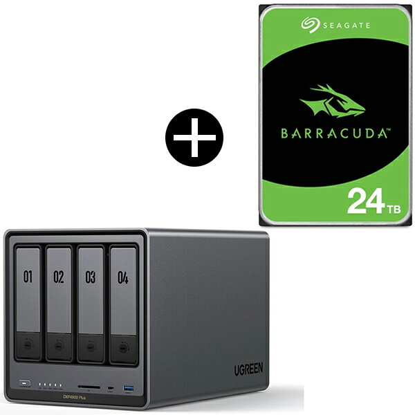 UGREEN DXP4800Plus NASync NAS 4ベイ + Seagate ST24000DM001 内蔵ストレージHDD3.5インチ セット