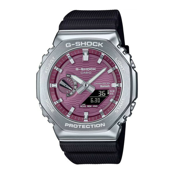 腕時計 時計 CASIO カシオ G-SHOCK メンズ GBM-2100A-4BJF Gショック GSHOCK ジーショック ソーラー充電 ウォッチ シルバー バーガンディ ブラック 紫 黒 誕生日 新生活 クリスマス 父の日 ギフト プレゼント GBM2100A4BJF