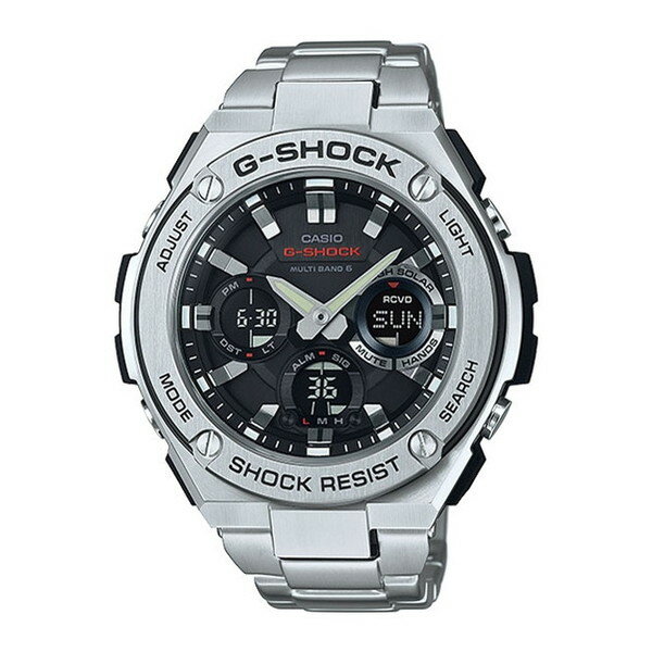 腕時計 時計 CASIO カシオ G-SHOCK メンズ GST-W110D-1AJF Gショック GSHOCK ジーショック G-STEEL ソーラー充電 ウォッチ シルバー ブラック 黒 誕生日 新生活 クリスマス 父の日 ギフト プレゼント GSTW110D1AJF