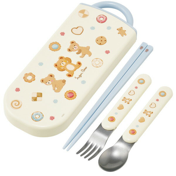 TACC2 Suger Bear スケーター 弁当用箸 子供用 トリオセット 箸 スプーン フォーク 16.5cm 女の子
