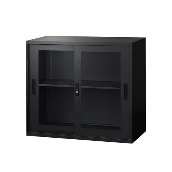 Rakuten - 【法人限定】 EA-8840-2HA-W-BK Netforce ブラック イーセンブリー [引戸書庫 (2段 アクリル扉 幅880×奥行400mm)] メーカー直送