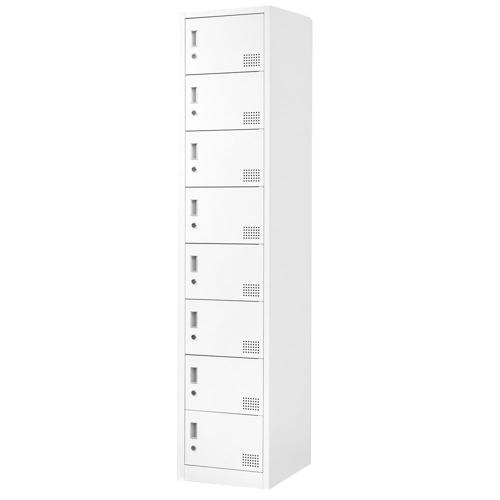 商品説明★ 小さな梱包サイズでこれまで搬入できなかった間口から搬入が可能です。★ 組立はパーツ同士をはめ込むだけ!女性でも簡単に組立できます。★ 仕上がりの精度も高く、ぐらつきのないしっかりとしたスチールロッカーが完成します。★ ホワイトは見た目にも美しく、明るく清潔感があり、ブラックはシャープで都会的なロッカールームを演出できます。スペック* 外寸:幅380×奥行450×高さ1800mm* 材質…・本体・扉:スチール(粉体塗装)・取手:アルミニウム・ABS樹脂* 鍵:シリンダー錠* 付属品:鍵8組(16本)* 重量:25.3kg* 組立有無:組立品* 生産国:中国