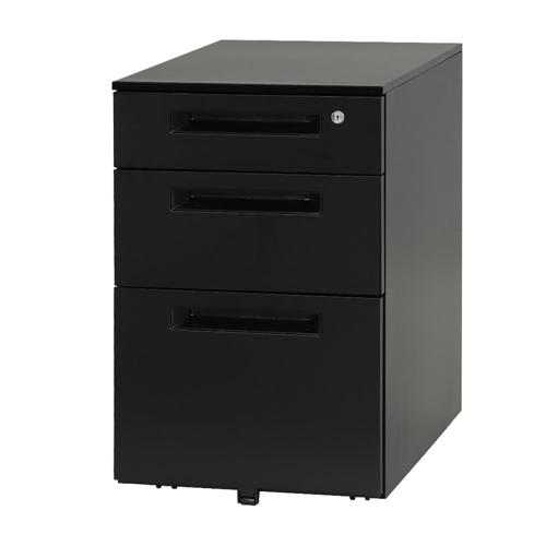 【法人限定】 LSW-S3-W-BK Netforce ブラック スチールワゴン3段 シリンダー錠 メーカー直送