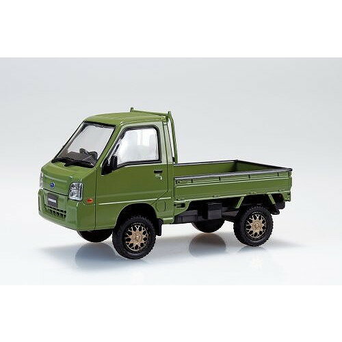 商品説明★ 軽トラだってオシャレしたい!「完全新金型」「農道のポルシェ」としても名高いRR駆動車、スバル サンバーをリアルな出来栄えでプラモデル化。今回はカスタムホイール仕様の追加となります。選択式でノーマル車高にも組み立て可能です。★ パーツ点数26点のお手軽モデル塗り分けの必要な部分はシールで再現選択式でノーマル車高にも組み立て可能ボディカラー:No.05CU-OG オリーブグリーンホイールカラー:ブロンズ★ 塗装不要ボディ色をプラスチック材料の着色で再現する事により、塗装不要となりました。ツヤツヤのボディも見どころです。★ 接着剤不要はめ込み式を採用する事で接着剤が不要となりました。★ 少ないパーツで高い再現性キットを簡略化しながらも1/32スケールで高い再現性を実現しました。※車種によりホイールカラーが異なりますのでご注意ください。スペック* スケール:1/32