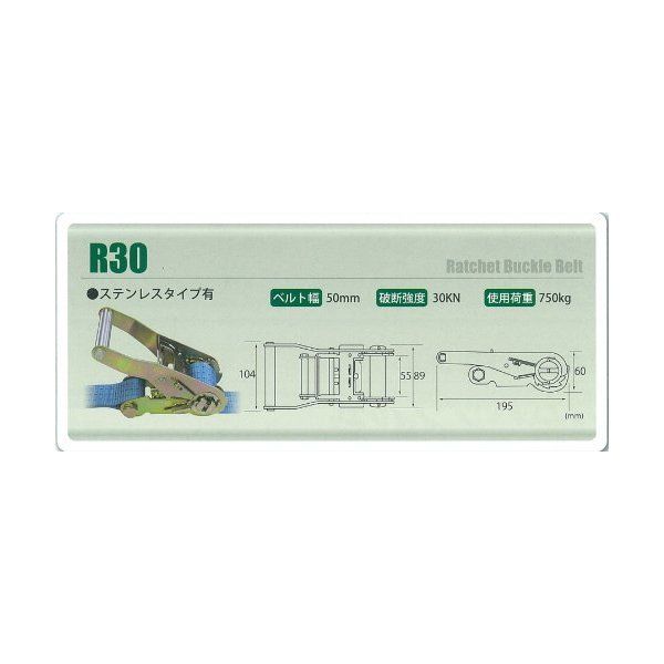 R30N060-000A テザック（TESAC） ブルー [ラッシングベルト ベルト荷締機 ラチェッ...
