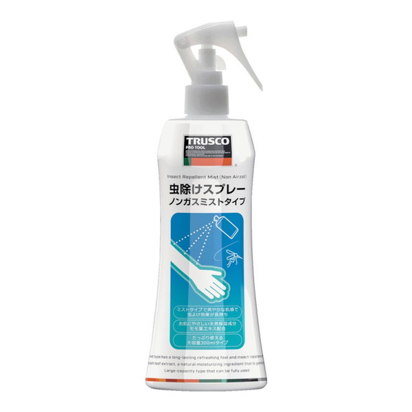 商品説明★ 容量アップの300mlのため、業務用としてお使いいただけます。★ お肌にやさしい天然保湿成分モモ葉エキス配合です。★ ディートを配合し作られた虫除けスプレーです。★ お肌の虫除けに。★ 蚊、ノミ、イエダニ、マダニ、ブユ(ブヨ)、サシバエの忌避に。※防除用医薬部外品です。スペック* 効果持続目安：1〜3時間* 容量(ml)：300* 主成分：ディート7%【広告文責】エクスプライス株式会社 03-6631-1125【メーカー】TRUSCO【区分】日本製・医薬部外品