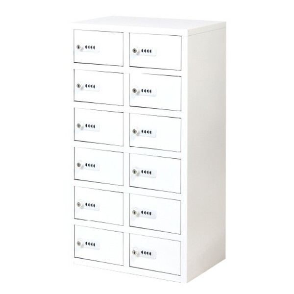 NSAFE-26-W-WH Netforce ホワイト [貴重品ロッカー 2列6段 12人用 ダイヤル錠 (幅4...