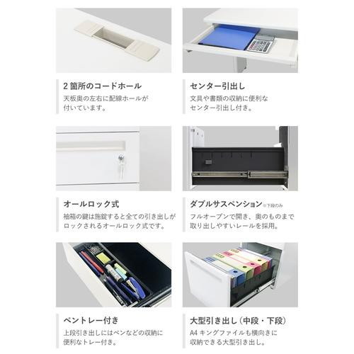 【法人限定】 LKD-107-W-WH-NG-3 Netforce 天板ニューグレー 本体ホワイト [片袖机 (W1000 3段)] メーカー直送 [3]