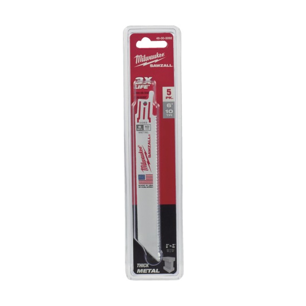 48-00-5092 THIN KERF金工用レシプロソーブレード 10TPI 152mm(5本パック) ミルウ...